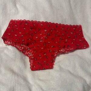 Victoria's Secret Red Floral Lace Cheeky Panty